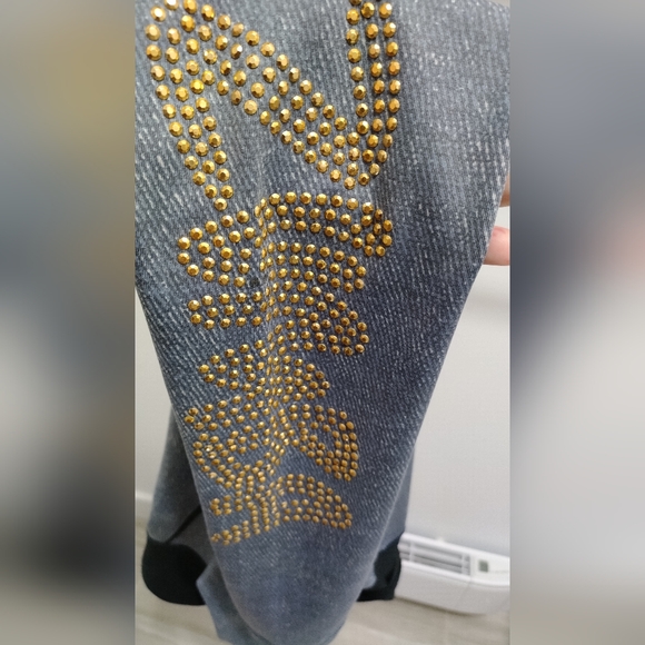 Zumba fitness wear rhinestone leggings small blue jeans look - Picture 3 of 3